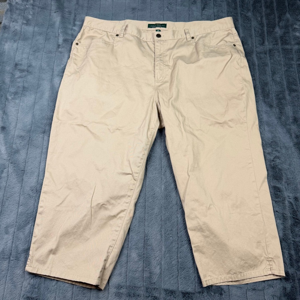 Lauren Ralph Lauren Tan Khaki Cotton Cropped Capri Pants Womens 20W
